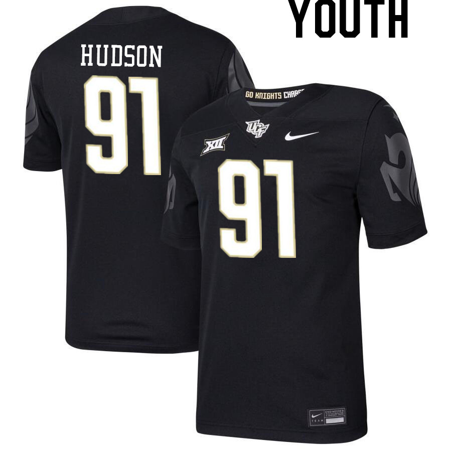 Youth #91 Keshaun Hudson UCF Knights Big 12 Conference College Football Jerseys Stitched-Black